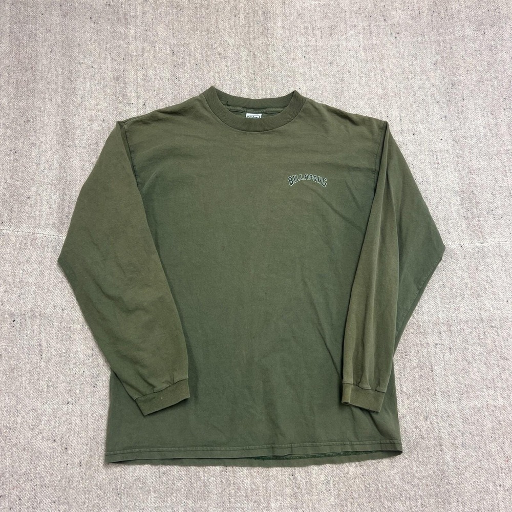Vintage Billabong Shirt Mens Large Green 1990s Long Sleeve Faded Surf